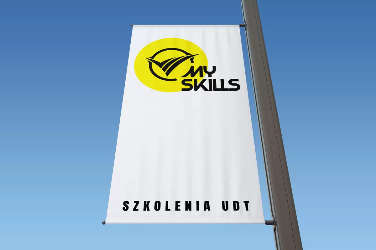 My Skills - projekt logo, wizualizacja na fladze