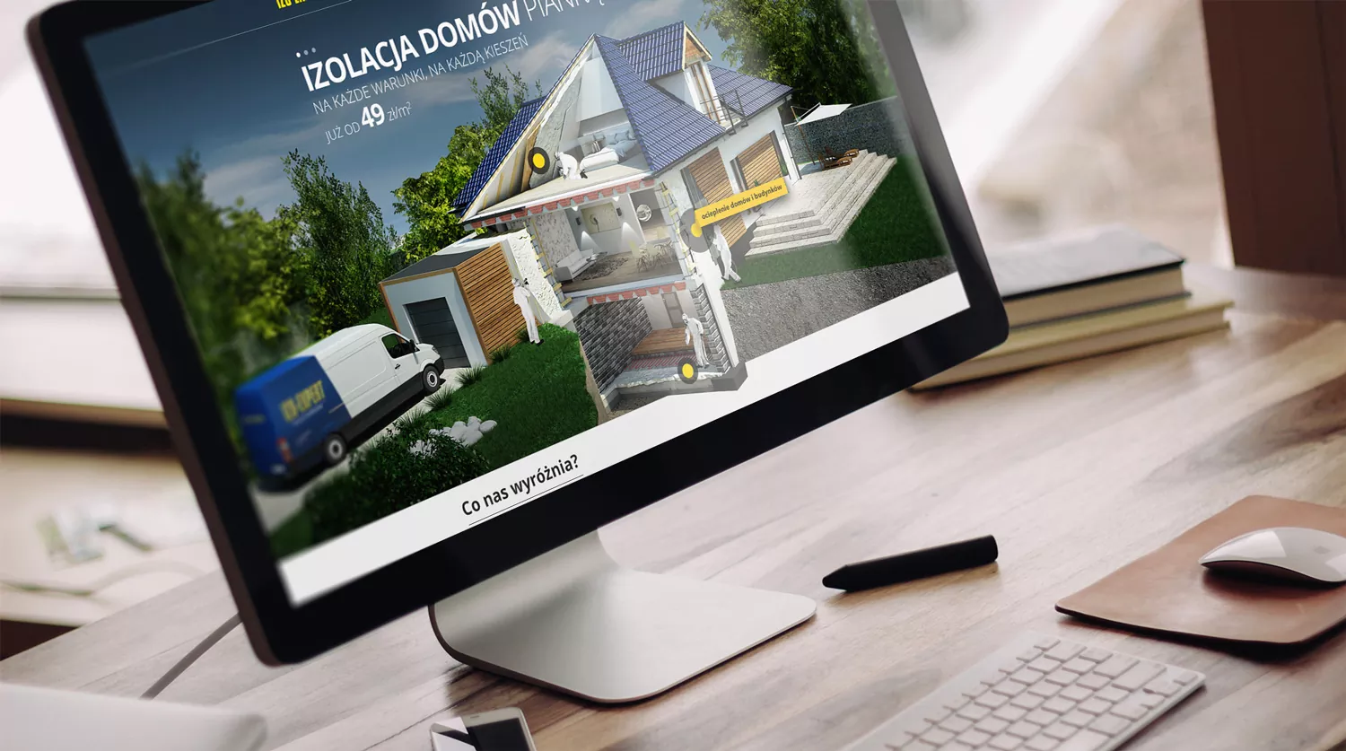 Izoexpert - projekt strony internetowej www wizualizacja domu z interaktywnym opisem