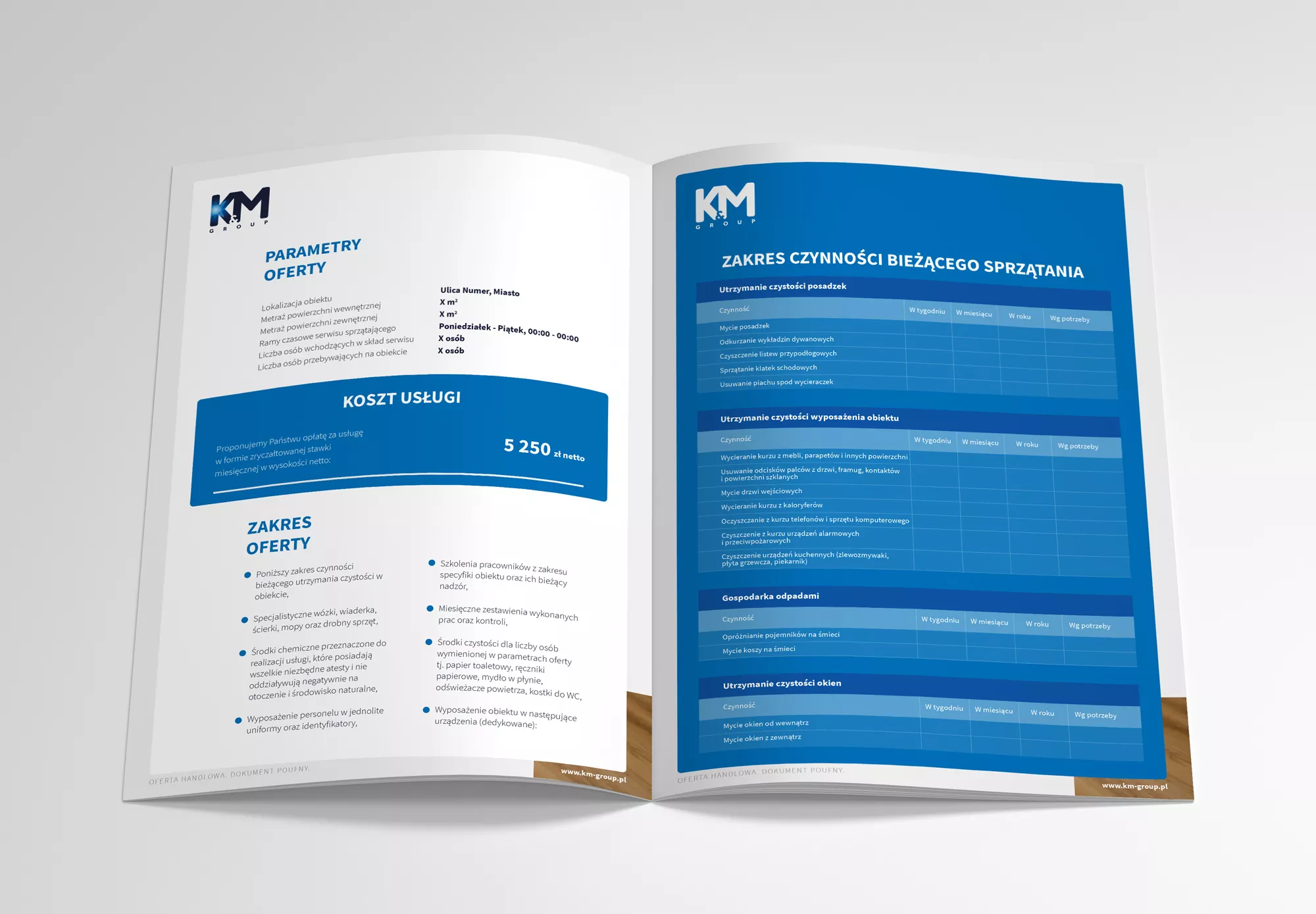 KM Group projekt broszury ofertowej widok środka