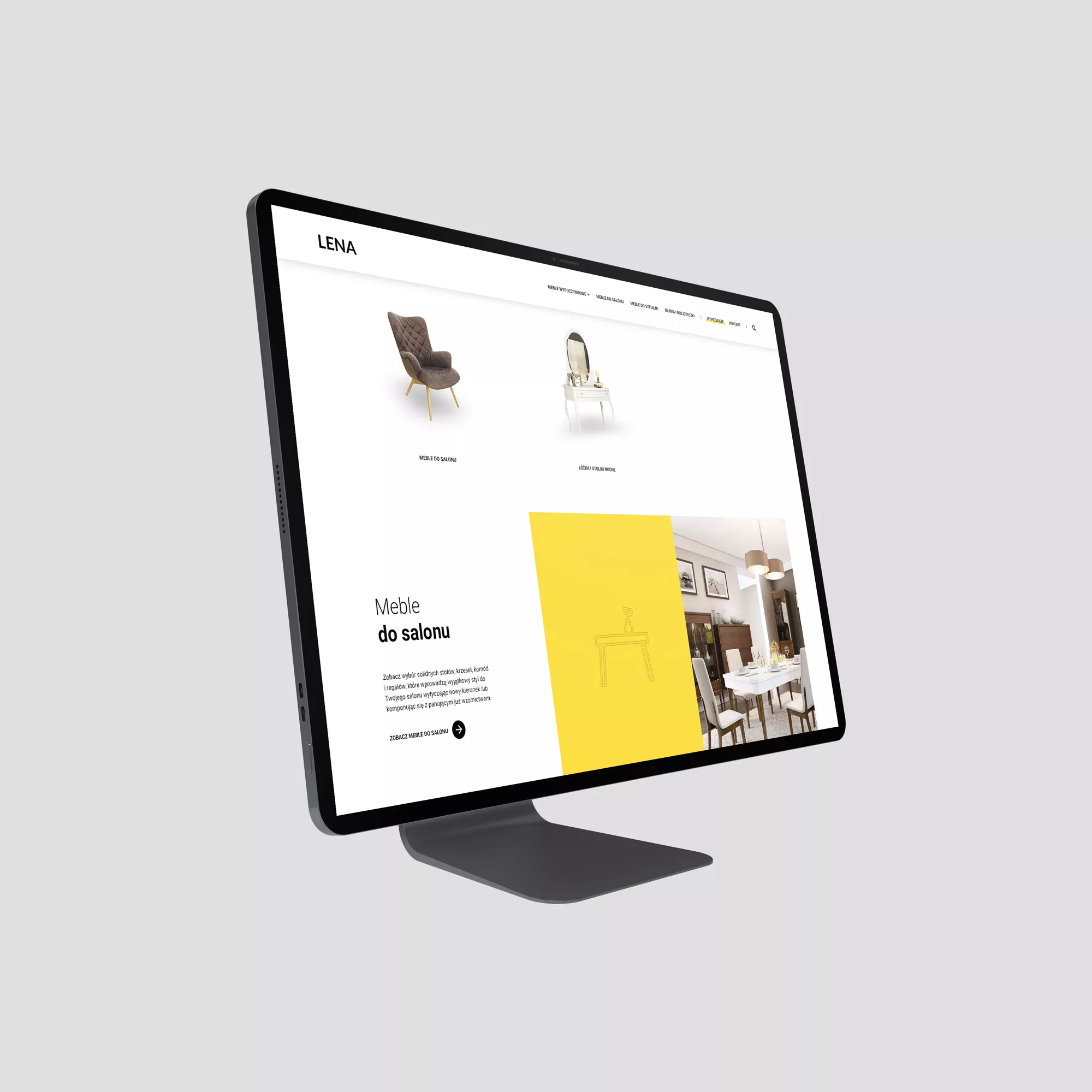 LENA Meble - projekt strona internetowa dla producenta mebli, wizualizacja kategorii produktów