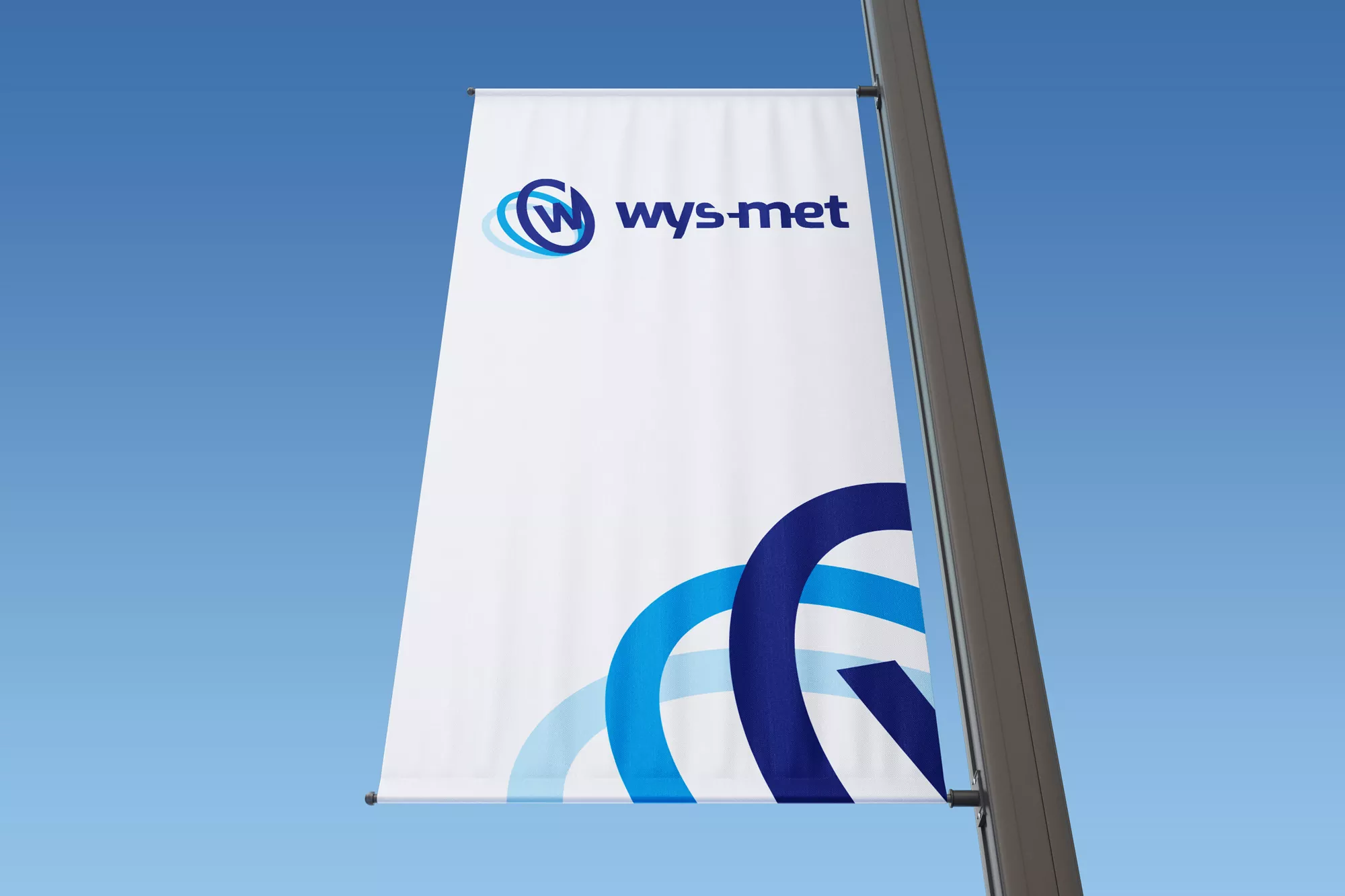 Wys-Met - projekt graficzny logo, identyfikacji wizualnej, wizualizacja na fladze