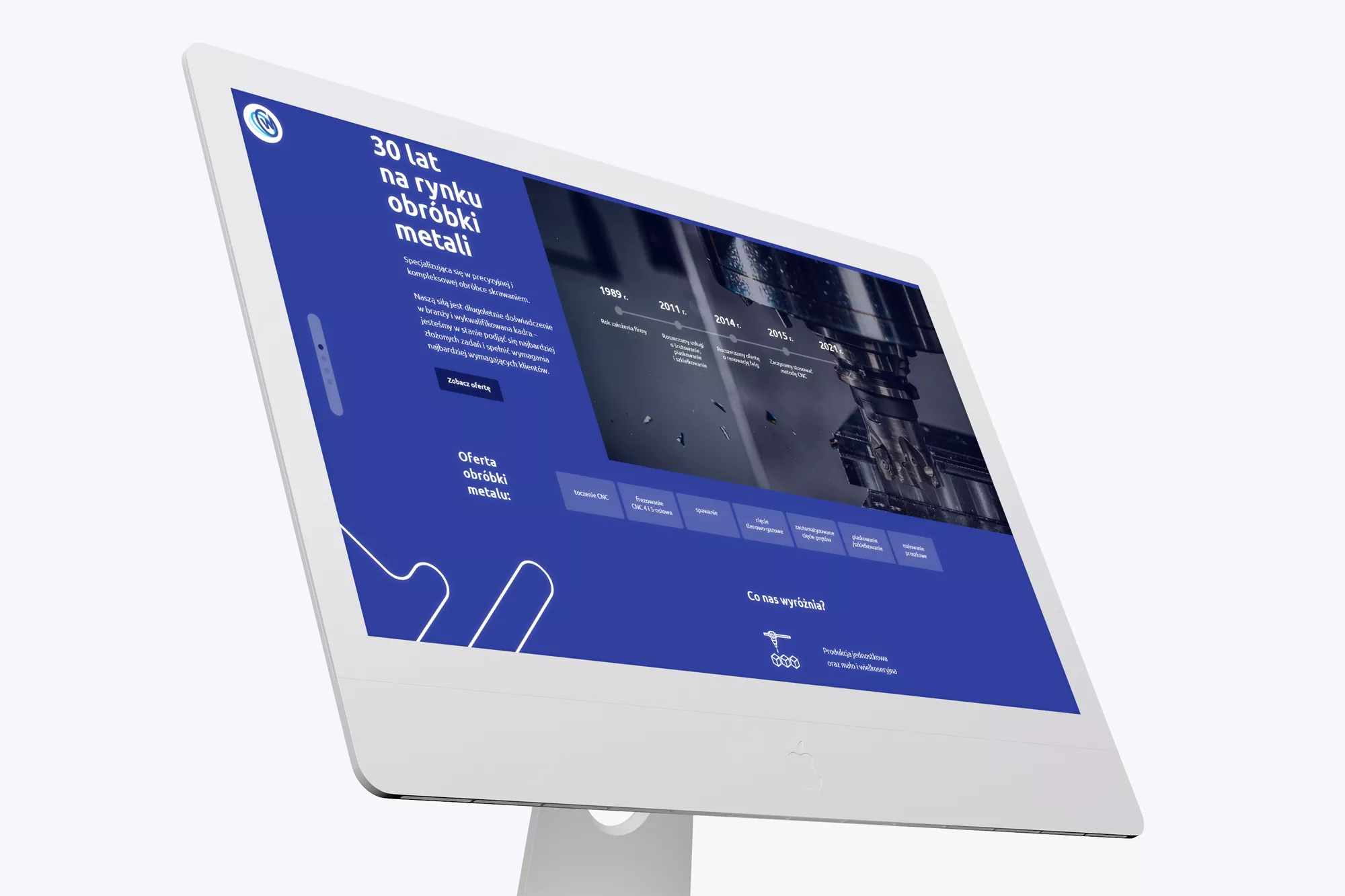 Wys-Met - projekt graficzny strony internetowej firmy zajmującej się renowacją felg i obróbką metal wizualizacja sekcji o firmie