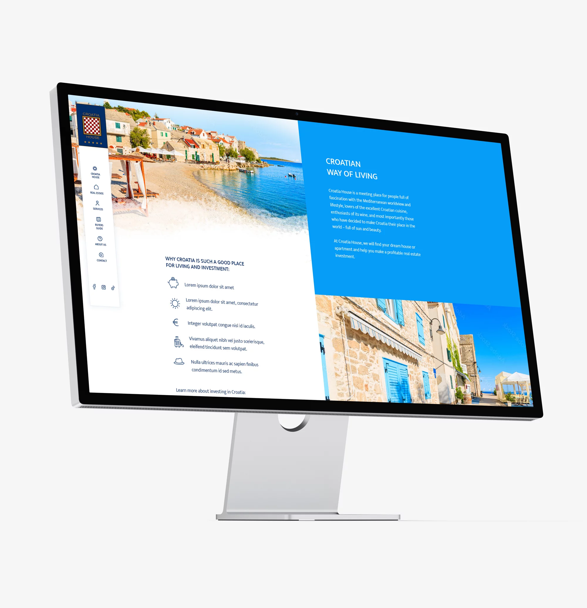 Croatia House - wizualizacja projektu strony internetowej dla pośrednia sprzedaży nieruchomości projekt strony głównej